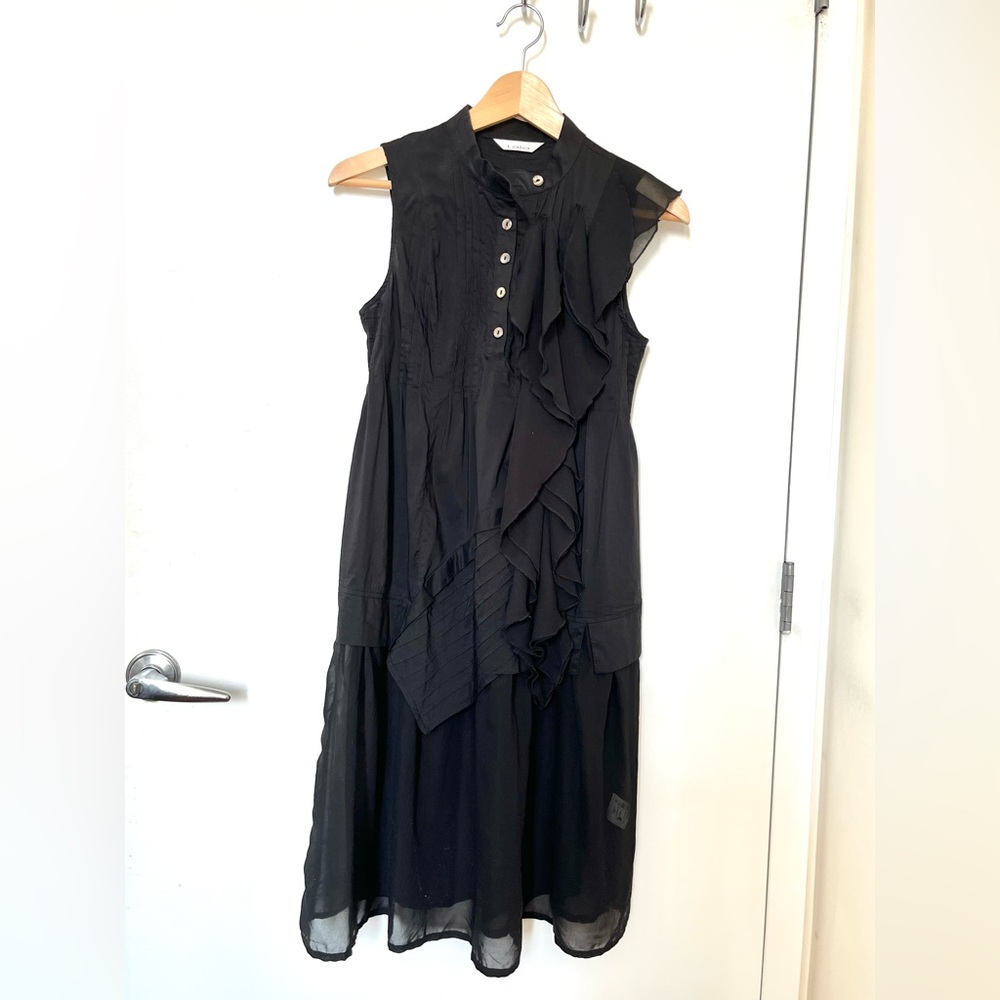 Lala Black Sleeveless Ruffle Shirt Dress – Size 160/84A (XS-S)